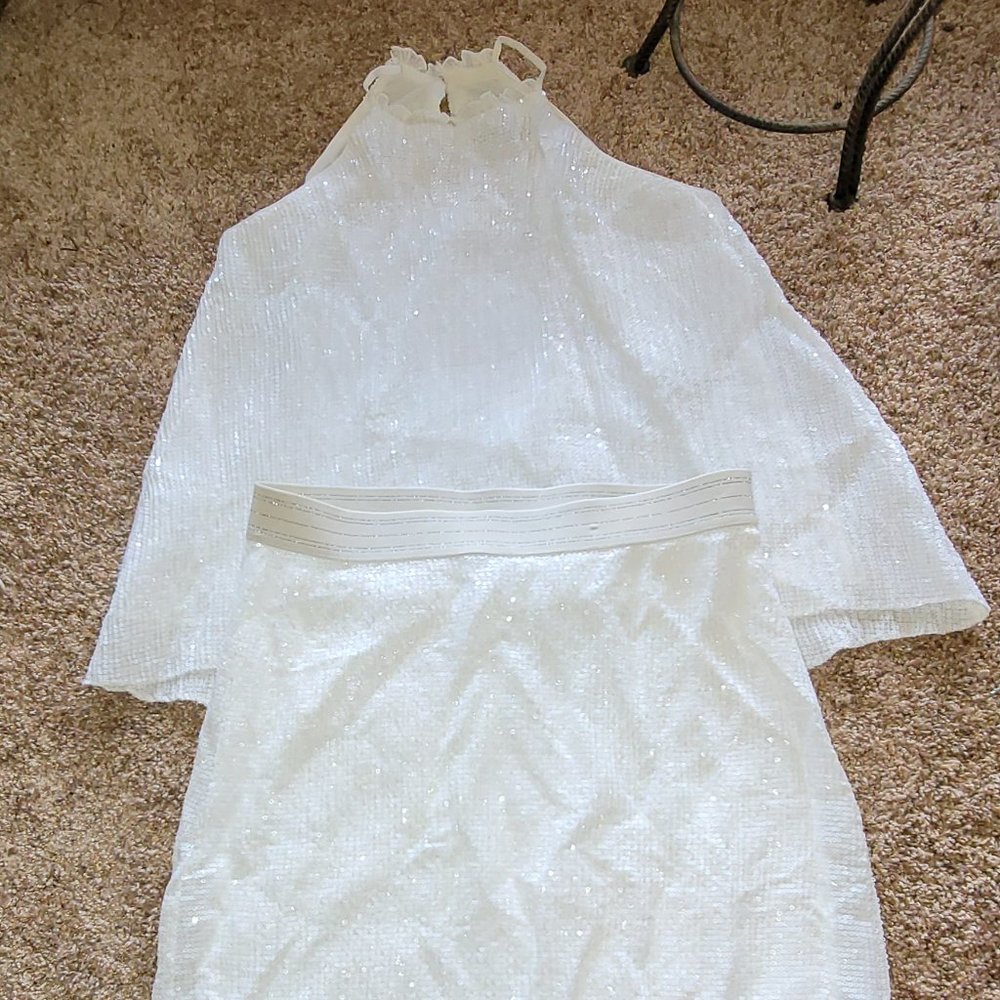 Zara – white 2pc sequin skirt set – top XS / skirt S - $50